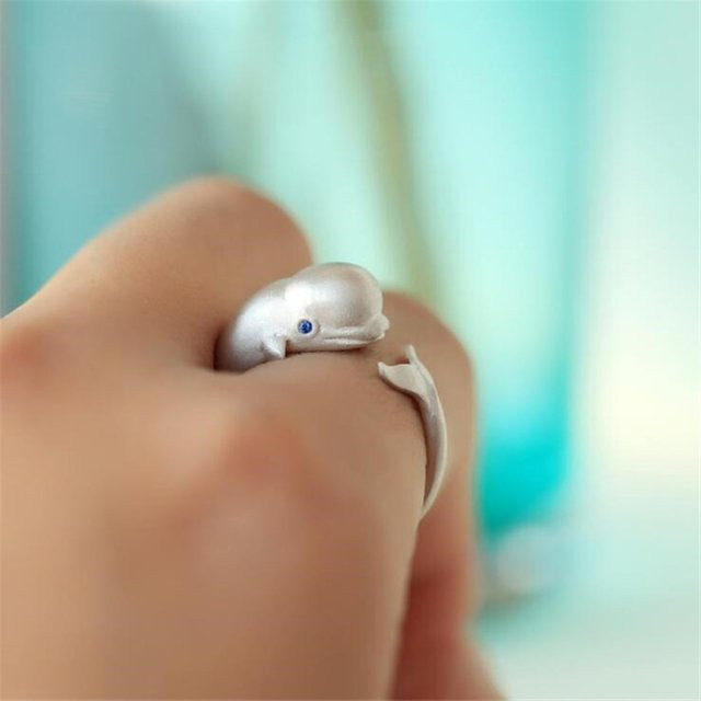 GaGa-Duck Ring 925 Silber, Wal Fisch, Kristall - Bild 1