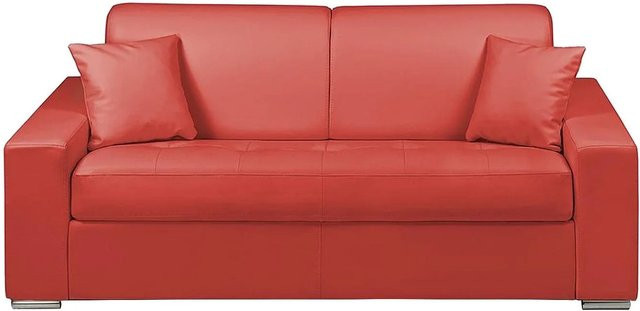Schlafsofa Emir von Vente-unique in Rot mit Kunstlederbezug und 204 cm Breite - Bild 1