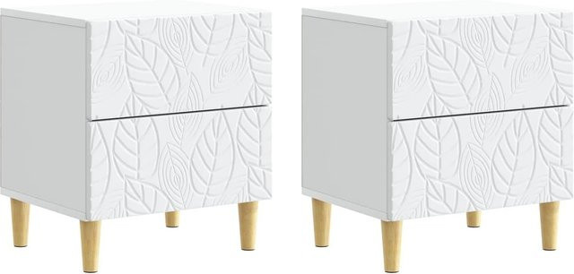 vidaXL Nachttisch Set 2 Stück Weiß aus Holzwerkstoff, B: 43 cm, T: 34,5 cm, H: 48 cm - Bild 1