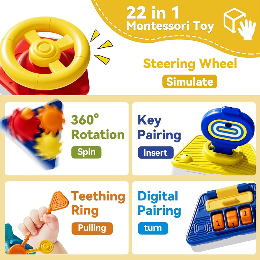 BizyKoady Montessori Aktivitätswürfel für Babys – Buntes Sinnes- und Lernspielzeug zur Förderung der Feinmotorik und Kognition in Mehrfarbig - Bild 2