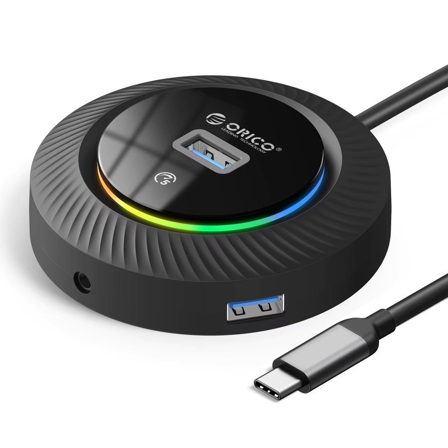 ORICO RGB USB 3.0 und USB-C Hub mit Power Port, 5 Gbit/s Multi Splitter OTG Adapter für PC und MacBook Pro, Schwarz - Bild 5