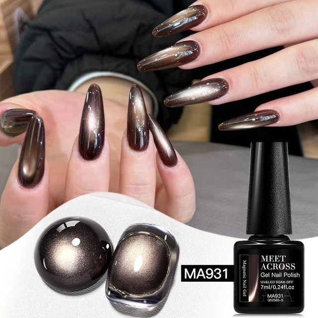 Meet Across Magnetgel Nagellack, Grau-Blau, 7 ml, Schimmernd - Bild 1