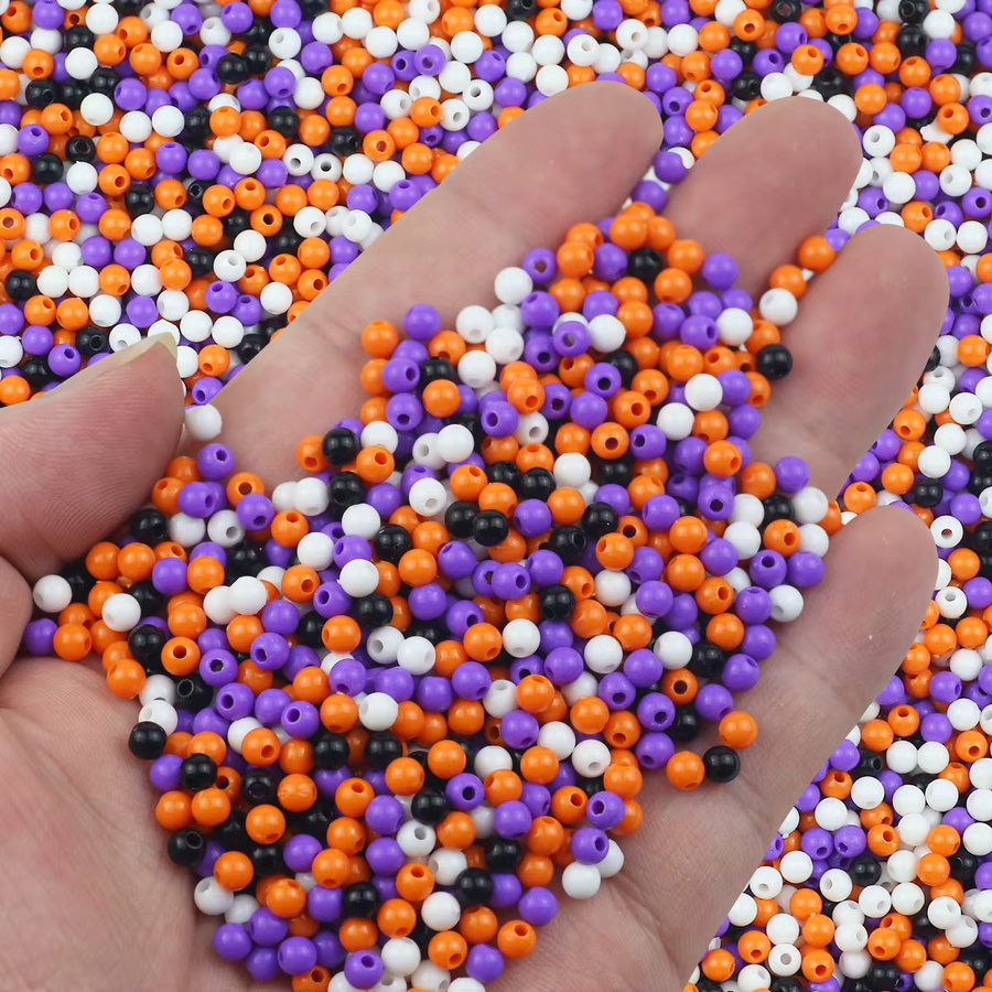 JHNBY Bastelperlen Acryl, 4 mm, Orange Lila Schwarz, Spacer Perlen - Bild 3