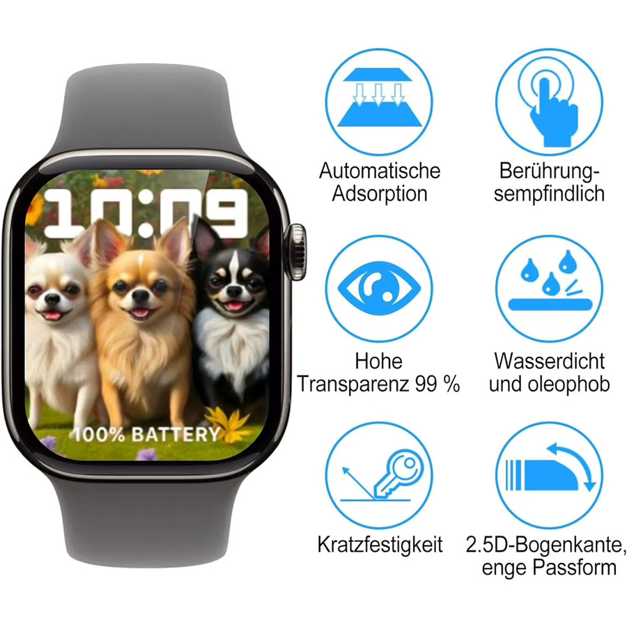 HUBANDE Keramikfolie für Apple Watch, Schwarz, Unisex - Bild 2