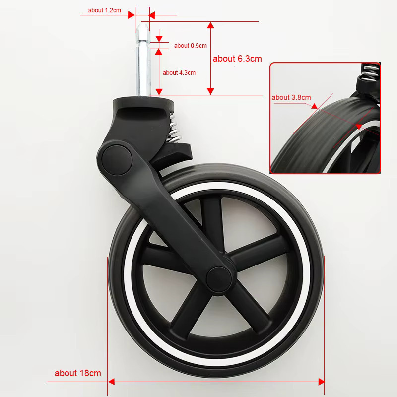Cybex Ersatzrad für Balios S Lux in Schwarz für vorne oder hinten mit Rahmenachse - Bild 5