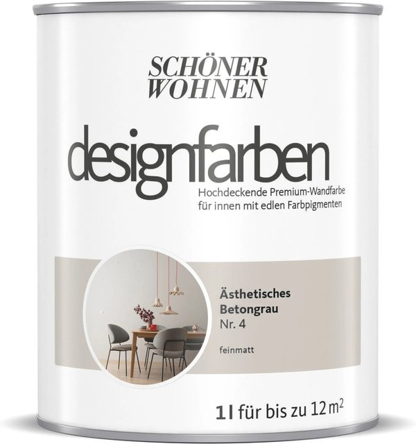 Schöner Wohnen Wood Designfarbe Ästhetisches Betongrau in Grau, tropffrei und konservierungsmittelfrei - Bild 1