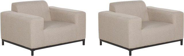 Beliani Sessel in Beige und Schwarz mit Polsterung und Metallgestell, B/T/H: 84 x 105 x 68 cm - Bild 1