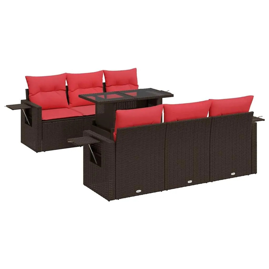 vidaXL 7-teilige Garten-Sofagarnitur aus Poly Rattan und Akazie in Braun - Bild 2