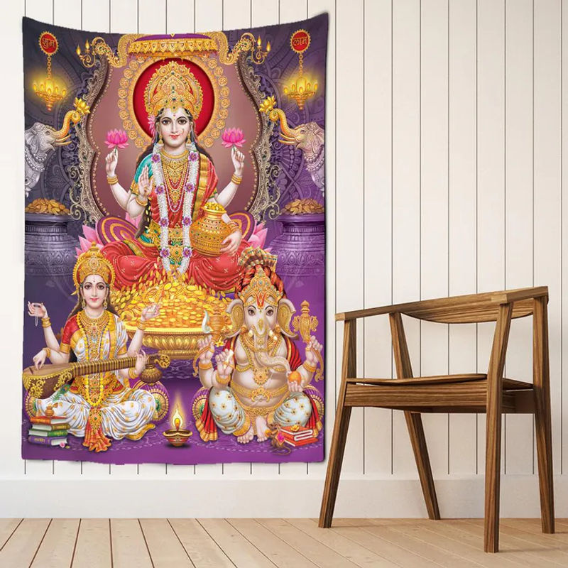 Bunter Elefant Wandteppich im Bohemian Stil, mehrfarbig, B/H: 95 x 70 cm - Bild 2