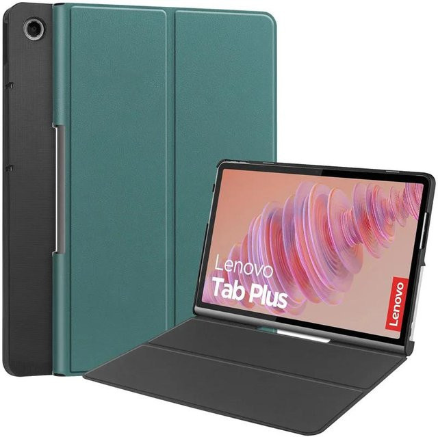 Schlanke Faltständer Hülle aus PU-Leder für Lenovo Tab Plus 11.5 Zoll in Grün - Bild 1