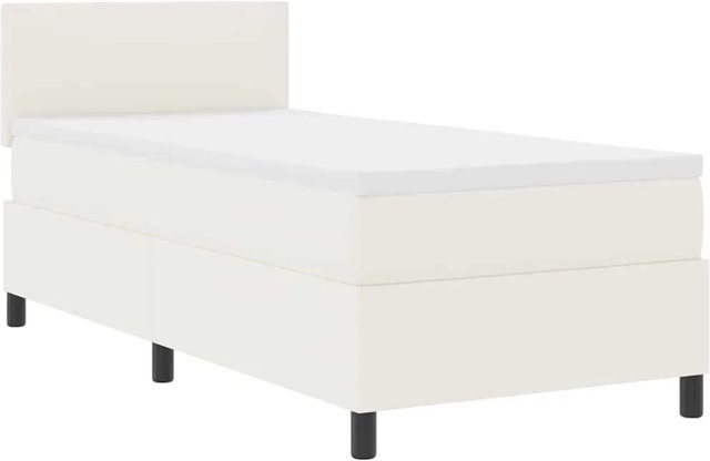 vidaXL LED Boxspringbett in Creme und Weiß aus Cordstoff mit Hybrid-Federkern und Unterbettbeleuchtung B/T/H: 100 x 200 x 41,73 cm - Bild 1