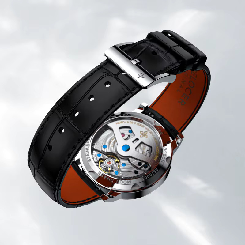 AGELOCER Armbanduhr Automatik, Mondphase, Edelstahl, Diamant, Herren - Bild 3