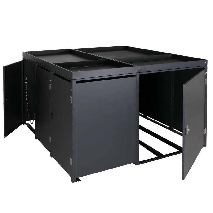 MCW 3er-Mülltonnenverkleidung und 2er-Fahrradgarage mit Pflanzkasten, abschließbar, Metall, anthrazit, B/T/H: 130 x 193 x 208 cm - Bild 2
