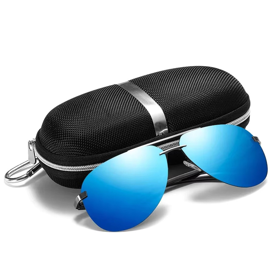 XaYbZc Sonnenbrille Aviator, Aluminium, polarisiert, blau, Unisex - Bild 2