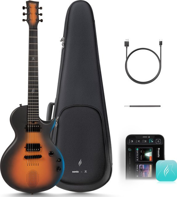 Enya Jack Signature Sonic JT Smart Elektrische Gitarre aus Kohlefaser mit 15W Bluetooth Lautsprecher in Sunburst - Bild 1