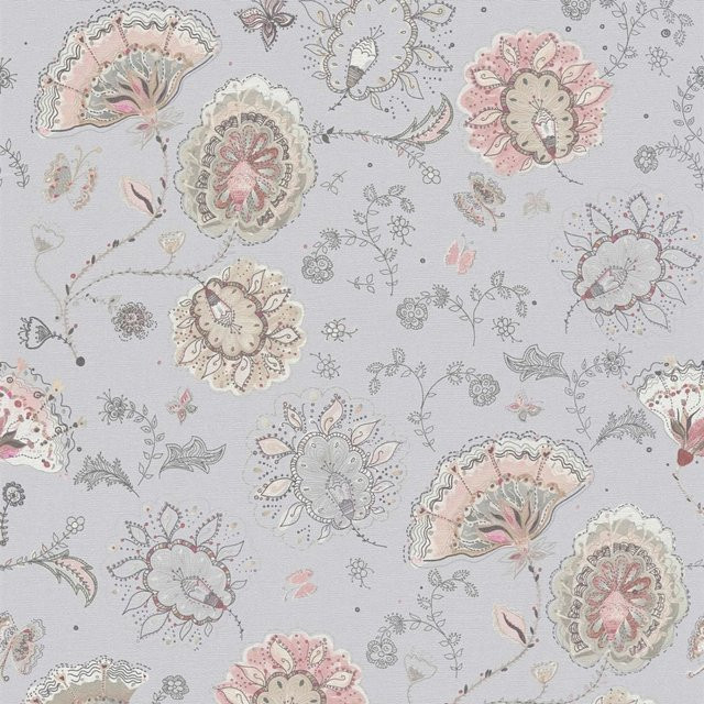 Livingwalls Vliestapete Paisley Muster im Scandinavian Japandi Stil, Farbe: Grau und Beige - Bild 1