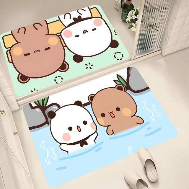 Yier Bubu Bodenmatte mit Cartoon Bären-Motiv rutschfest für Wohnzimmer, Küche oder Bad - Bild 1