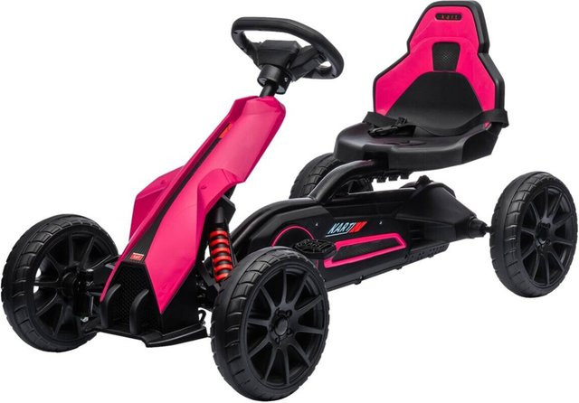 HOMCOM Gokart Tretauto mit Handbremse und verstellbarem Sitz Rosa - Bild 3