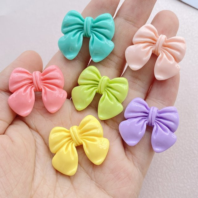10 Stück TSXJY Bunte Cartoon Bogen und Blumen Haarnadeln aus Harz für DIY Schmuck und Haardekoration, Mehrfarbig - Bild 1