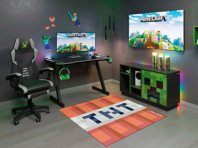 PHOENIX Gaming Tisch Minecraft in Schwarz, rechteckig mit abgerundeten Ecken, B/T/H: 120 x 60 x 74 cm - Bild 1
