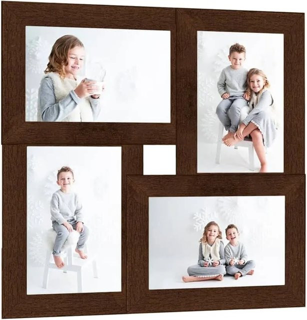 vidaXL Collage Bilderrahmen Modern in Braun für 4 Fotos, Maße: 13 x 18 cm - Bild 1