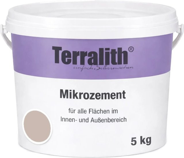 Terralith Mikrozement Fix & Fertig LFN0671 in Beige und Braun, wasserbasiert, Körnung 0-2mm, für 3,5qm, 5kg - Bild 1