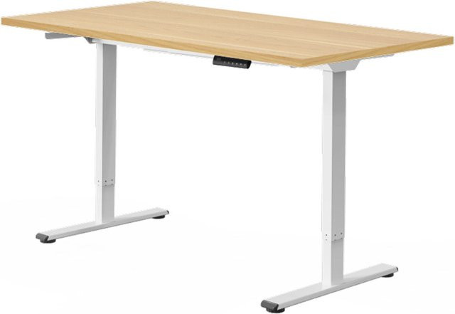 FlexiSpot Höhenverstellbarer Schreibtisch mit elektrischem Motor, Ahorn und Weiß, B/T/H: 148 x 86,8 x 5,9 cm - Bild 1