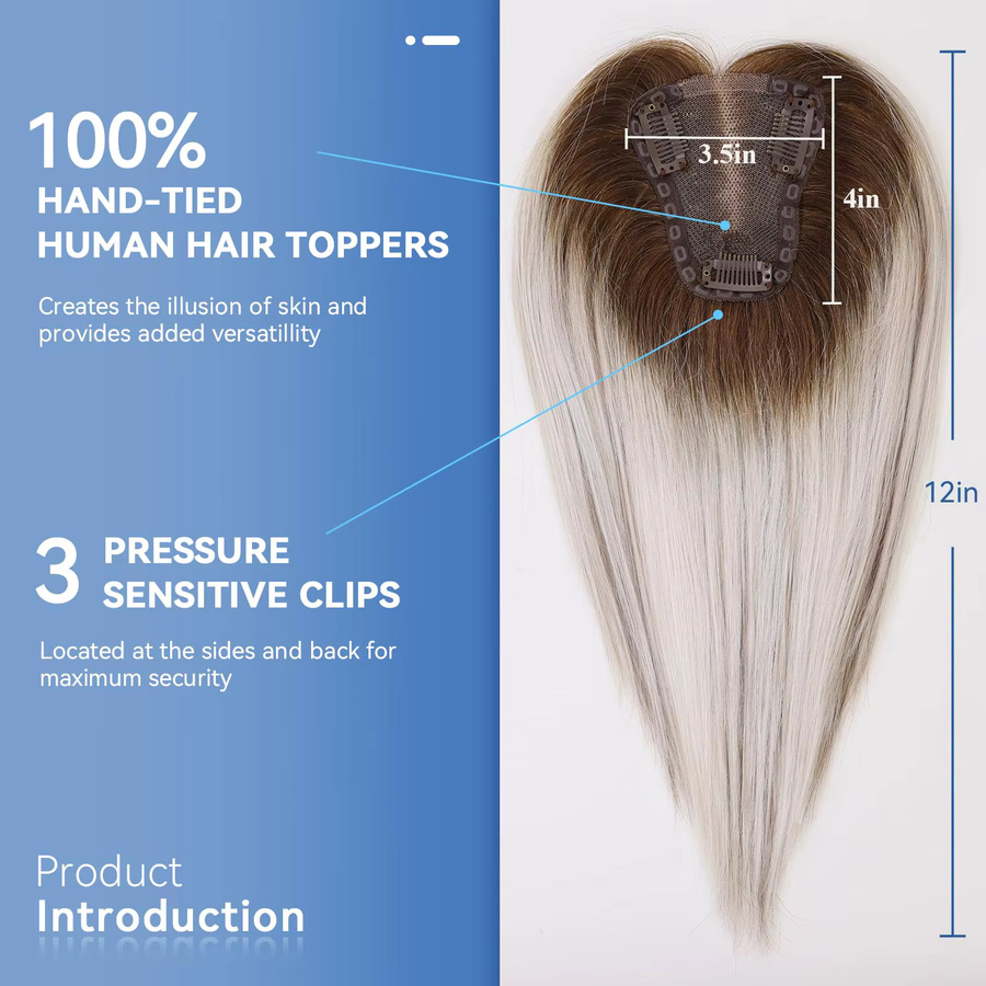 HAIRCUBE Clip-in-Haarteil, 12 Zoll, Aschegrau bis Braun Ombre, Remy Echthaar, Damen - Bild 4