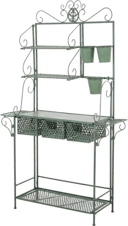 DELUKE Pflanzregal JENA Antik Pflanztisch aus Metall in Antik-Grün, B/T/H: 94 x 30 x 149 cm
