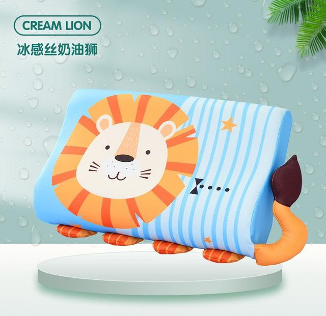Binchi Outdoor Equipment Babykissen für Kleinkinder mit Memory-Foam und Löwen-Design in Blau, atmungsaktiv und ergonomisch - Bild 1