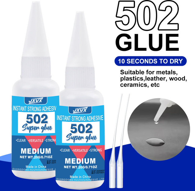 YZAN 502 Instant-Schnelltrocknender Kleber, Mehrzweck-Cyanacrylat-Kleber für Leder, Gummi, Holz und Metall, transparent, flüssig - Bild 1
