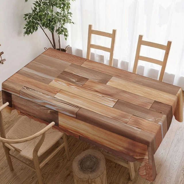 Wasserdichte rechteckige Tischdecke mit Holzmaserung von JINGYUE Pet in Braun, B/T: 140 x 140 cm - Bild 1