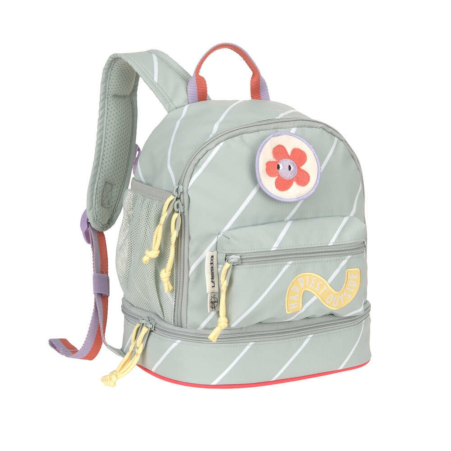 Lässig Kindergartenrucksack Mini Happy Trails Blume in Grün (H: 27,0 cm, B: 24,5 cm, T: 15,5 cm) - Bild 1