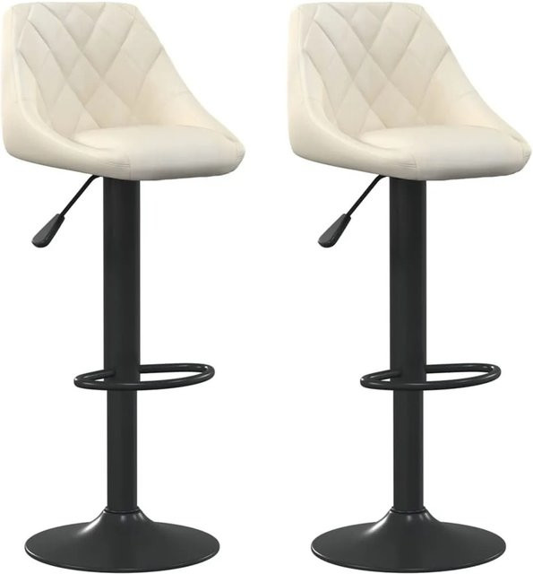 DELUKE Barhocker DUKE 2er Set, höhenverstellbare Barstühle aus Samt in Creme/Beige, drehbar mit Stahlgestell - Bild 1