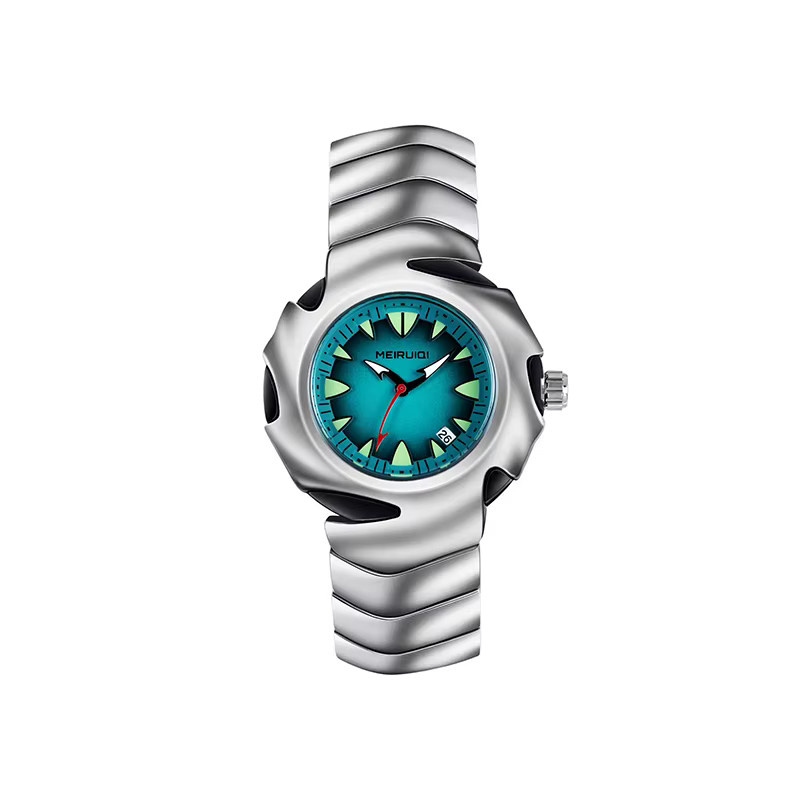 MEIRUIQI Armbanduhr Quarz, Edelstahl, Silber, Blau, Datum, Herren - Bild 7