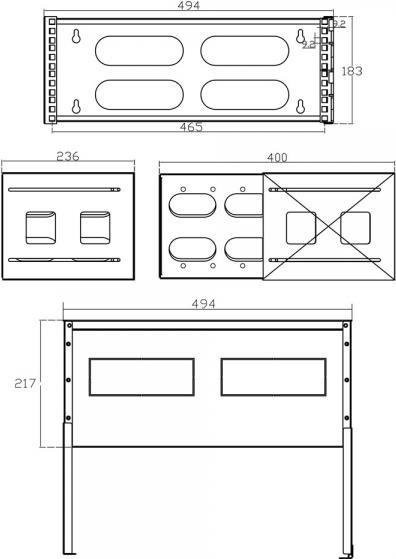 InLine 19 Zoll Wandmontage-Rack 4HE grau mit Abdeckung Tiefe: 24-40 cm, Breite: 48,30 cm - Bild 1