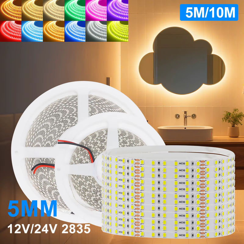 GAHADA LED-Streifen SMD 2835 mit 120 LEDs/m, flexibles Lichtband in Warmweiß und Gelb, 5m oder 10m Rollen, ultradünn 5mm Breite - Bild 3