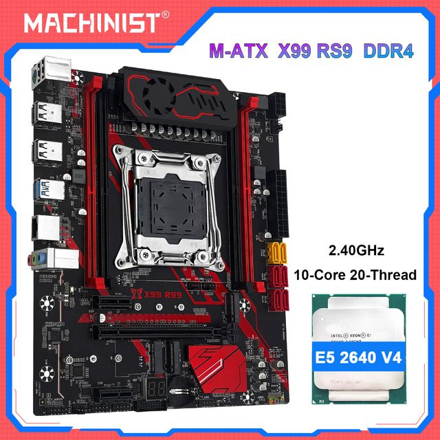 MACHINIST X99 RS9 Motherboard in Schwarz mit optionalem LGA2011-3 Xeon E5 2640 V4 CPU und 16GB DDR4 RAM Kit Set sowie NVME M.2 Unterstützung - Bild 1