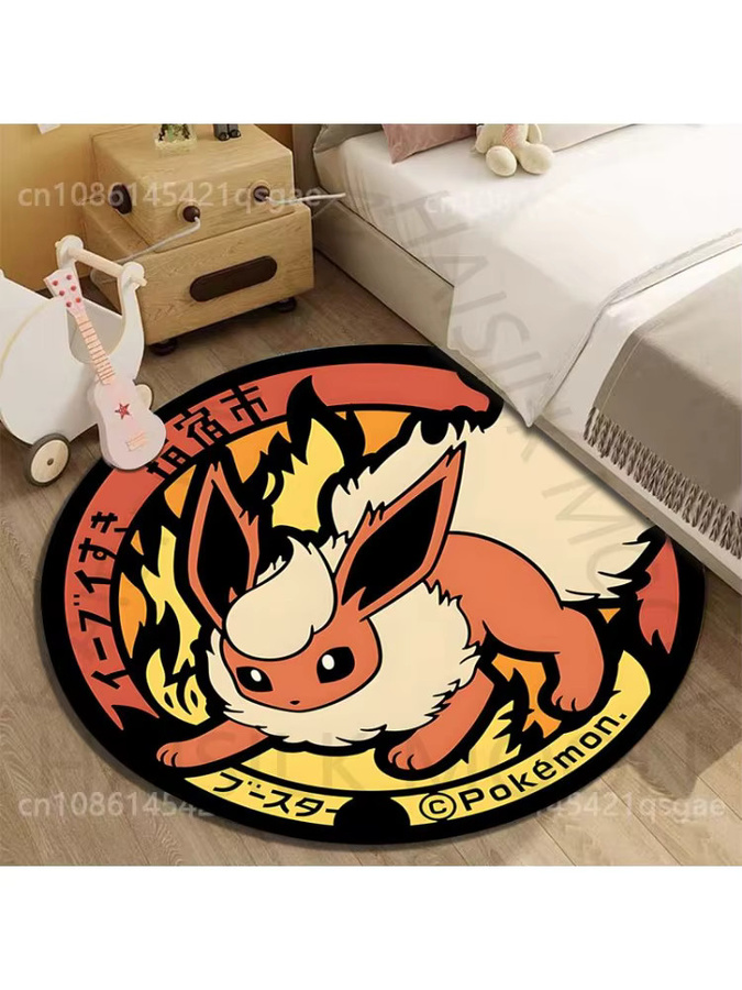 Runder Teppich mit Pokémon Eevee und Greninja Motiv von Potdemiel, Mehrfarbig, Durchmesser: 60 cm - Bild 2