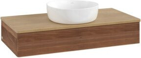 V&B Waschtischunterschrank Antao mit Frontstruktur in Eiche Honig Braun, B/T/H: 100 x 50 x 19 cm - Bild 1