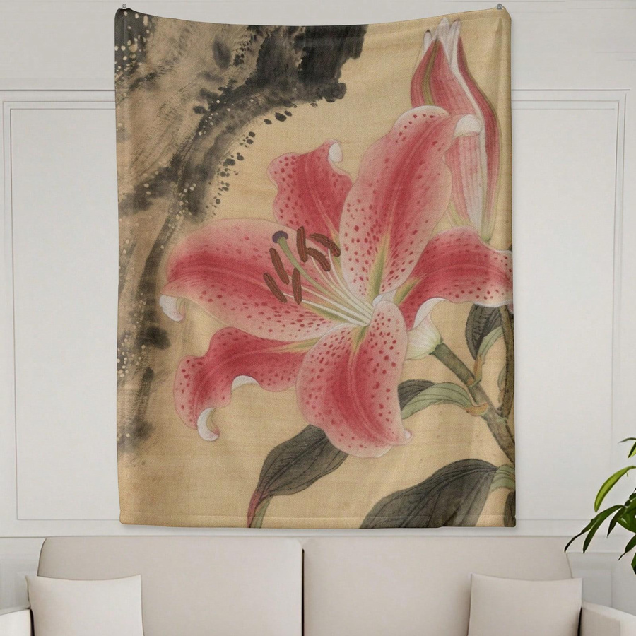 JMG Household Supplies Wandteppich mit rosa Lilien aus Polyester, Blumiges Design für Schlafzimmer und Wohnzimmer, B/H: 40 x 60 cm - Bild 2