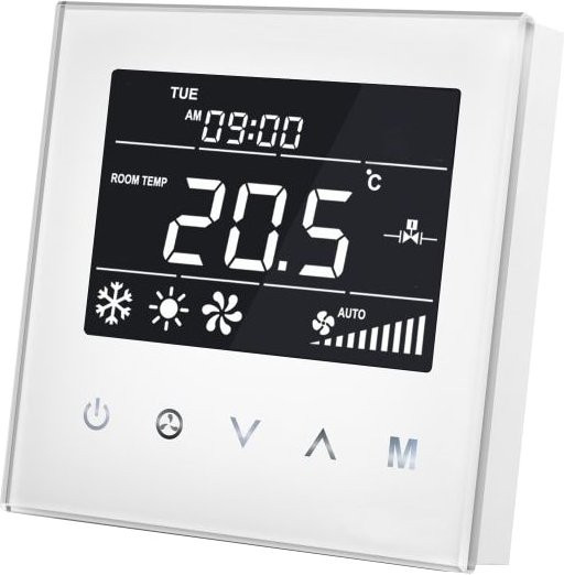 MCO Home Fan Coil Thermostat in Weiß mit Glasoberfläche für 2-Leitungs-Systeme - Bild 1