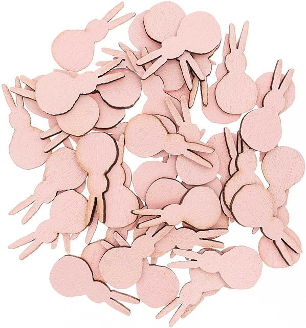 Rico Design Holzstreu Hasen in Rosa, 48 Stück - Bild 1