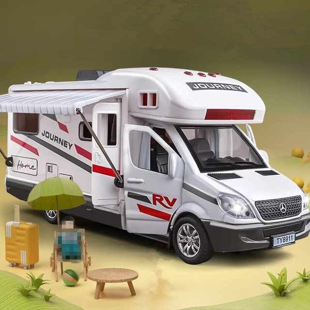 MAKEDA RV Caravan Auto Modell, 1:30, Metall, mit Sound und Licht - Bild 1