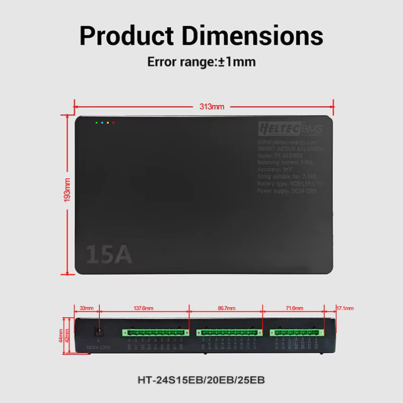Heltecbms Aktiver Balancer mit Bluetooth für LiFePO4 und Li-Ion Batterien in Schwarz - Bild 2