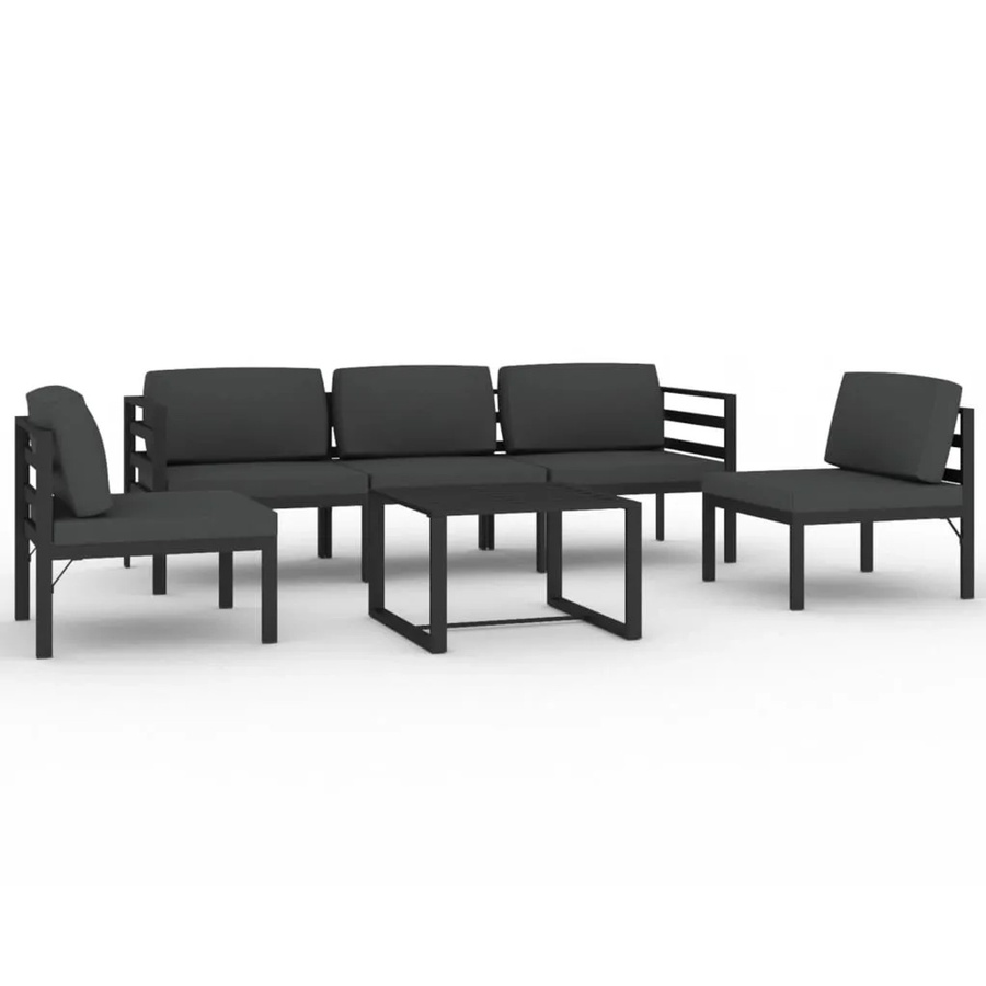 vidaXL 6-tlg Garten-Lounge-Set Modell 4 aus Aluminium mit Kissen in Anthrazit - Bild 2