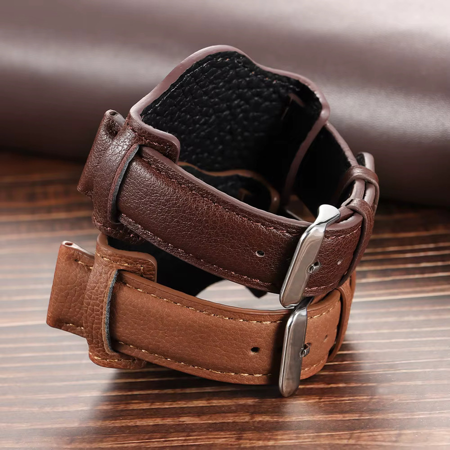 HQstrap Uhrenarmband Leder, Vintage, Schwarz, Unisex - Bild 2