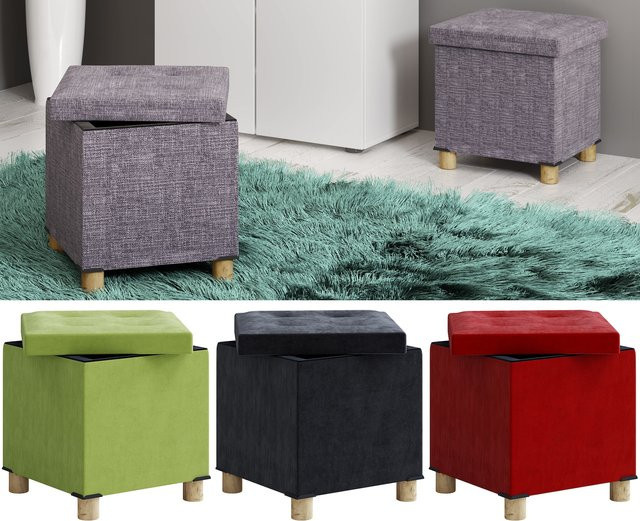 VCM Stoff Sitztruhe Sizos M Aufbewahrungsbox und Sitzhocker in Anthrazit Schwarz, H x B x T: 40 x 38 x 38 cm - Bild 1