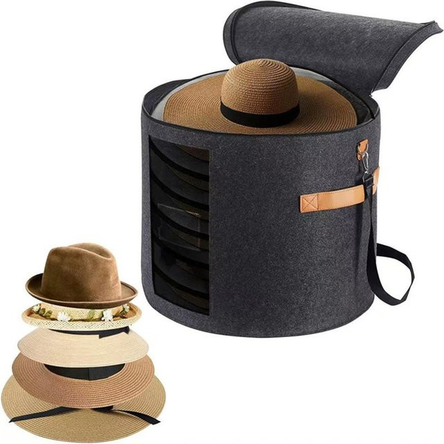 Alloet Zusammenklappbare Hutfachbox mit Griff und Schulterriemen für Cowboyhüte, Farbe: Rot oder Grau, B/T/H: 43,0 x 26,0 cm - Bild 1