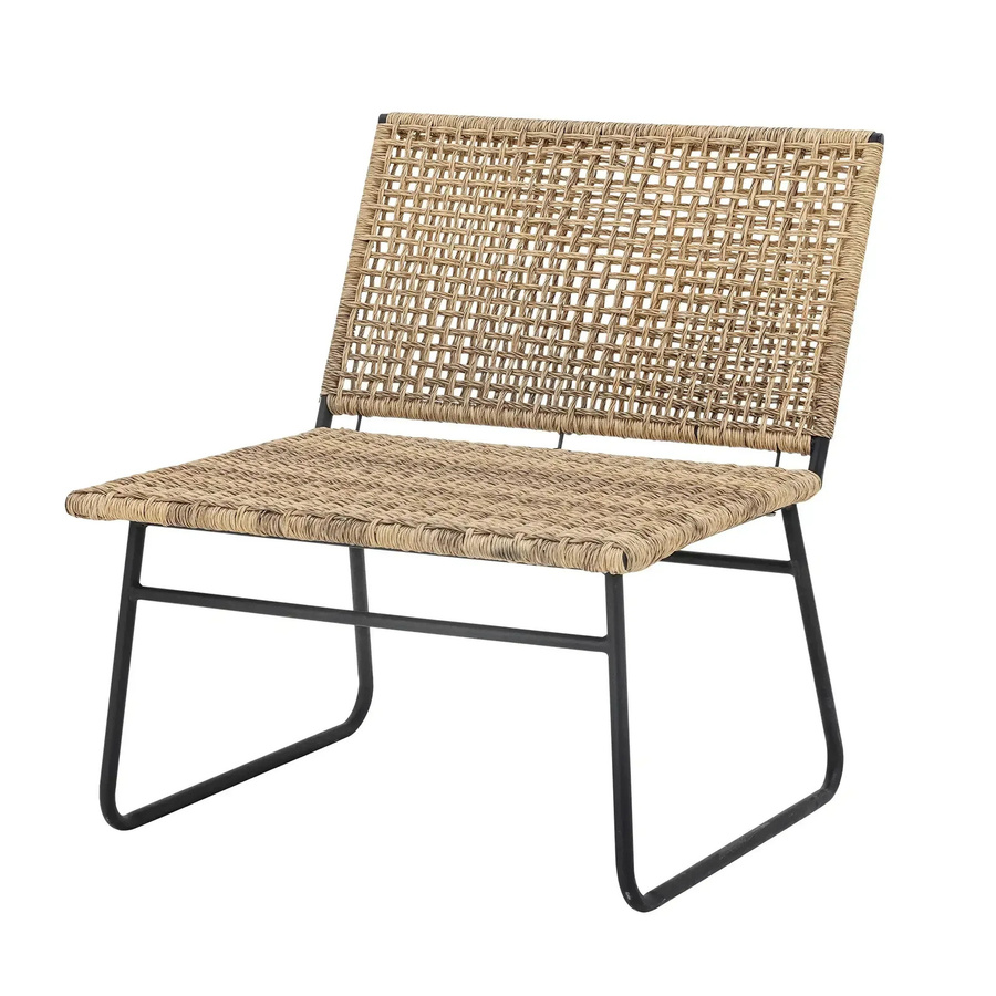 Bloomingville Loungesessel Vallone aus Polyrattan in Naturfarben mit Metallgestell - Bild 1